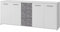 Buffet bas 4 portes 3 tiroirs - Blanc et décor gris béton - L 179 x P 42 x H 74,5 cm