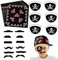 ZHOUHON 24pcs Piraten Zubehör Set Kinder Piratenkapitän Augenklappe Piraten Bandana Kopftuch Falsche Schnurrbärte Kinder für Karneval, Halloween und Partys
