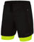 TCA Ultra Laufhose Herren 2 in 1 Kurze Sporthose Trainingsshorts Laufshorts mit integrierter Kompressionshose und Reißverschlussfach - Schwarz/Grün (2X Reißverschlusstasche), M