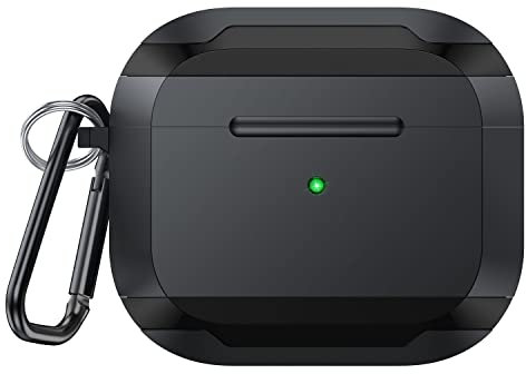 V-MOTA Smart Cover Boxs für Airpods Pro 3 Bluetooth Wireless Kopfhörer, TPU Soft Glue + Aviation Grade Aluminum Case (schwarz)
