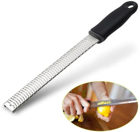 Lemon Zester Grater Tool - Citrus, Parmesan, Pecorino, Cheese, Lime, Garlic, Ginger, Chocolate, Nutmeg, Vegetables, Fruits - Razor-Sharp Stainless Steel Blade, Low Introductory Price
