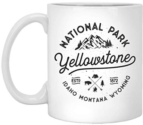 Taza divertida de Yellowstone con capucha del Parque Nacional Bison Buffalo Taza de café vintage para oficina en casa