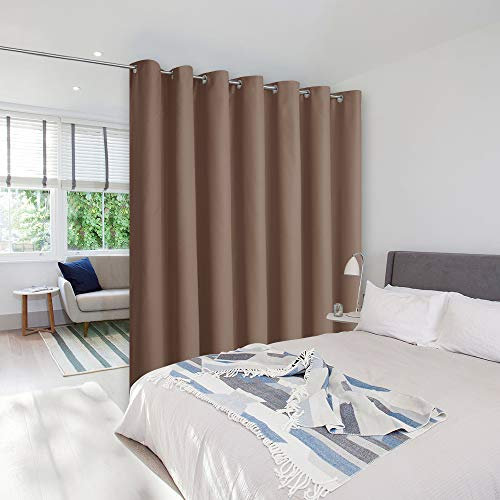 NICETOWN Schalldämmung Wandteiler für Zimmer, Raumteiler Bildschirmtrennung, Thermo Verdunkelung Terrassentür Vorhang Panel, Schiebetür Isolierter, Cappuccino, 2.5m Breit x 3.6m Lang
