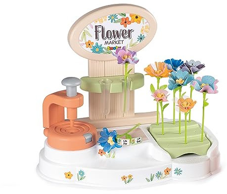 Smoby- Mercado de Flores, CREA Tus propias Flores con Diferentes Tejidos, 104 Accesorios incluidos. A Partir de 3 años. (7600350407)