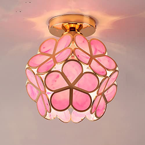 Suspension en Verre, Plafonnier en Verre de Fleur de Cerisier Lustre à Fleurs Suspension luminaire Forme de pétale éclairage Suspendu Clair Rose Abat-Jour lampe de Plafond couloirs Salon (rose)