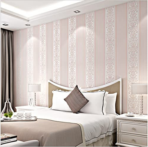 CULTS Hellrosa Vliestapete 9,5 m x 0,53 m Vertikale Streifen Tapete Modernes Design Drucken Tapete für Flur Wohnzimmer Schlafzimmer Büro