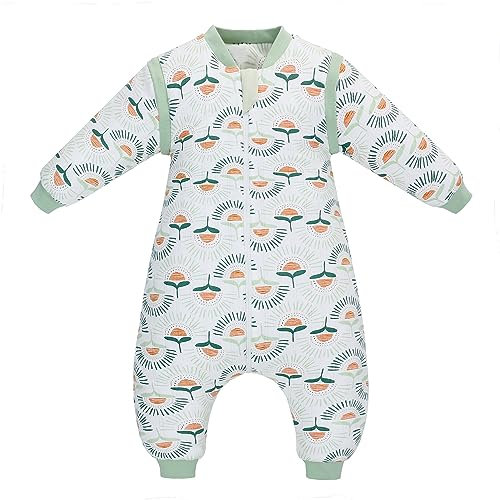 amo nenes Baby Sleeping Bag with Legs 2.5 TOG Children's Wearable Blanket with Detachable Long Sleeve,Unisex 100% Cotton Winter Toddler Sleep Sack for Infant Toddler