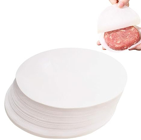500 Stück Burgerpapier Rund Pergament Papier Antihaftpapier Trennpapier für Patties Hamburger Cheeseburger Kuchen Burgerpressen 10cm