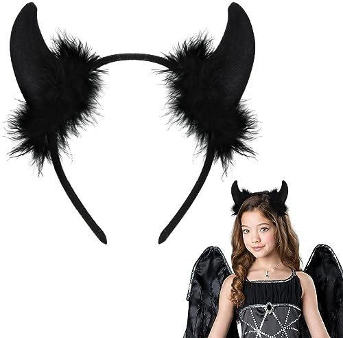 Sprinlot Teufelsohren Haarreif, Hörner Teufel Schwarze, Haarreifen Halloween, Kostüm Haarschmuck Halloween Fasching Karneval Party