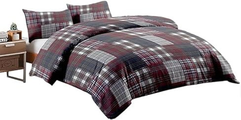 INTRECCI Set di Elegante Copripiumino in Cotone Sacco + Federa/Federe, Parure Sacco Piumone Biancheria Letto più Misure (Set Singolo Sacco + 1 Federa, Tartan Multicolor)