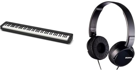Casio CDP-S110BK Digital Piano with 88 Weighted Keys, Black & Sony MDR-ZX110 Overhead Headphones - Black, BASIC, Pack of 1