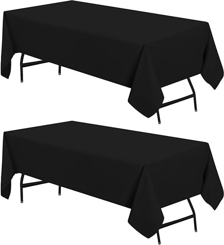 Utopia Kitchen Polyester Tischdecke 140 x 240 cm (2er-Pack, Schwarz) Maschinenwaschbare Tischdecke Ideal für Partys, Veranstaltungen, Hochzeiten und Restaurants (55 x 95 Zoll)
