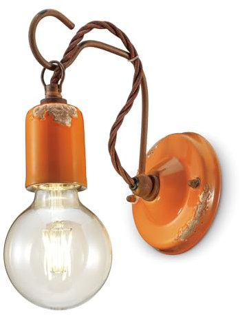 Licht-Erlebnisse Wandlampe Shabby Orange antik H: 18 cm klein Keramik Metall für E27 Industrial Design Wandleuchte Wohnzimmer Küche Flur Beleuchtung