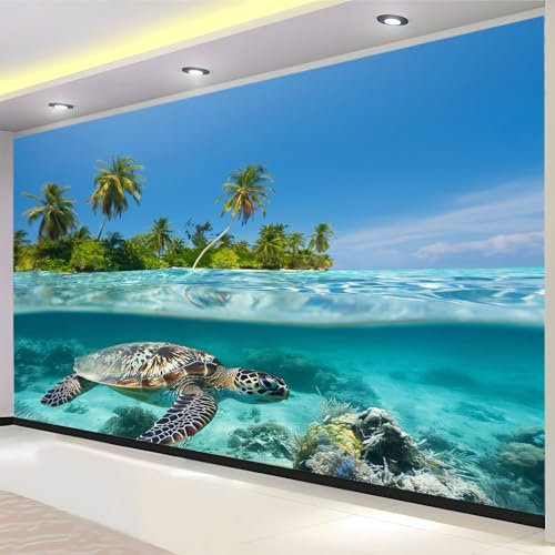 Papier Peint Panoramique Tortue De Mer Animale Sous-Marine Bleu Papier Peint Mural Enfants Enfants Salon Chambre Papier Peint Peintures Murales Décor À La Maison 350(W) x 256(H) cm