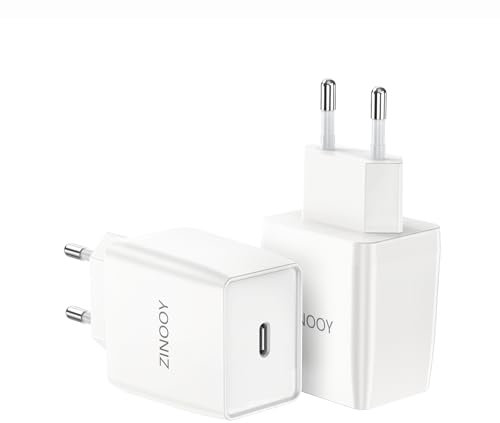 ZINOOY Cargador Carga Rapida para iPhone 15/15 Pro/15 Pro Max/15 Plus, Enchufe USB C 20W Compatible con iPhone 14/13/12/11/SE, Cargador Tipo C para Samsung Galaxy S24/23/22/A55, Google Pixel (2-Pack)