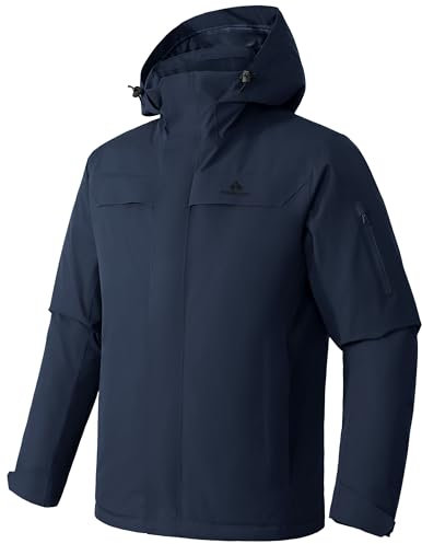 Pioneer Camp Herren Skijacke Wasserdicht Warm Atmungsaktiv Snowboardjacke Winterjacke mit Kapuze Outdoorjacke Dunkelblau Größe:L
