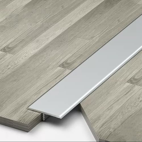 3Pcs Aluminum T Molding Floor Transition Strip, 2.9ft Long, Door Divider Strip, Edge Trim for Tile, Wood, Laminate - Joins Gap (Silver, 2cm x 270cm (3 * 90cm))