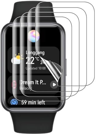 SRSRROP 5 Piezas Protectores de Pantalla para Huawei Watch Fit SE (1.64), Películas Hidrogel de protección transparente flexible de alta definición [sensible al tacto] (NO vidrio templado)