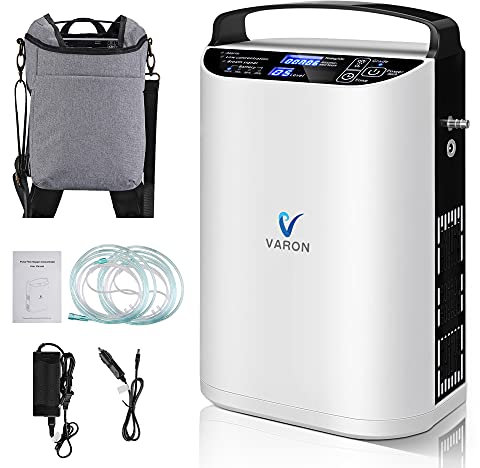 Qrocsnpi Concentrador de oxígeno portátil, (1 – 5 archivos), tasa de flujo de oxígeno ajustable, 93% ± 3% de oxígeno para el hogar, máquina de oxígeno para viajes y hogar
