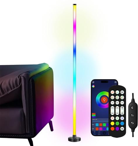Lampe sur pied moderne à LED – Lampe d'angle intelligente à LED, lampe Wifi cool | Lampadaire d'angle Led intelligent avec application et télécommande, éclairage d'ambiance multicolore changeant de 18