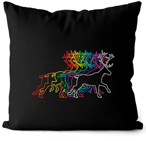 style3 Rainbow Reindeer Kissen Xmas Weihnachten Weihnachtspullover Pulli Ugly Sweater Strick