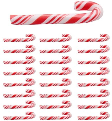 Phyachelo 100 StüCk Rot und Handgemachte Weihnachten Zucker Stange Miniatur Essen Puppenhaus Hause Ton Zucker Stange Etwa 3,2 x 1 cm