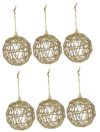 PRETYZOOM 6stücke Teiliges Eisenkunst Weihnachtsdeko Kugeln Kreative Filigrane Hohlkugel Anhänger Vielseitige Festliche Dekoration Goldfarben Sicher Und Langlebig Für Baum Wand Fenster