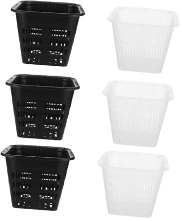 YARNOW Pot De Plantation De Plantes 6 Pièces Pots De Fleurs D'Intérieur Jardinières Carrées Couvercle Paniers en Osier D'Intérieur Grand Pot sur Pied Conteneur De Plantation De