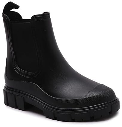Harssidanzar Donna Caviglia Chelsea Boot Scarpe da Giardino Impermeabili Antiscivolo Stivali da Pioggia Corti per Lavoro all'Aperto HL217EU,Nero,Taglia 37