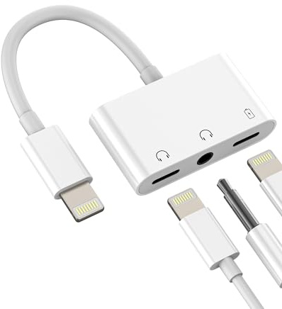 Adattatore da Lightning a Jack da 3,5 mm 3 in 1 per iPhone 14 13 Pro Max Caricatore con doppia cuffia Connettore per iPad Certificato MFI per Apple Cavo audio AUXiliar Adattatori per microfono