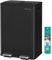 SONGMICS Poubelle de Cuisine, 2 x 30 L, 2 Compartiments, Poubelle à Pédale, Couvercle à Fermeture Douce, avec Seaux Intérieurs, Acier, 15 Sacs Poubelle Inclus, Noir d’Encre LTB741B02