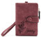 Portefeuille Personnalisé pour Femme, Fleur et Nom de Naissance Personnalisés, Petit Portefeuille en Cuir, Porte-monnaie, Porte-cartes pour Femmes Cadeaux Personnalisés pour la Fête des Mères (Rouge)