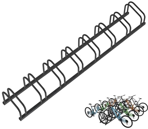 YRHome Profi-Fahrradständer für 8 Fahrräder Metall-Mehrfachständer Aufstellständer Fahrradhalter für E-Bikes & Lastenräder (37cm Abstand) für 30-65mm Reifenbreite Einfache Wand/Boden-Montage Schwarz
