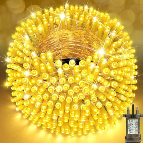 SAUSHENG 18M 180LED Fairy Lights Plug in Warm White,Outdoor Waterproof String Light with Remote 8 Modes Timer Christmas Tree Lights for Outside Window Wedding Patio Bedroom Xmas Decorations