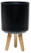 simpa Urban 12L Contemporary Black Round Plastic Planter with Wooden Legs 40cm (H) x 25cm (Dia)
