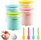 Zosenyer 4 Pièces Pot ninja Creamy Deluxe, 800ml Ninja Creamy Deluxe Accessoires pour Ninja Creami NC500 NC501 Série, Récipients à Crème Glacée, Lave-vaisselle, Rose, Vert, Jaune et Bleu