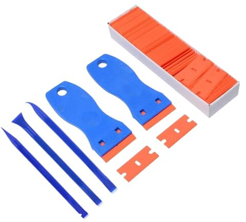 Sticker Scraper - Eliminador de residuos de pegamento resistente a los arañazos con superficie | Herramienta de limpieza inoxidable con mango ergonómico para pintura de coche y cuidado de la