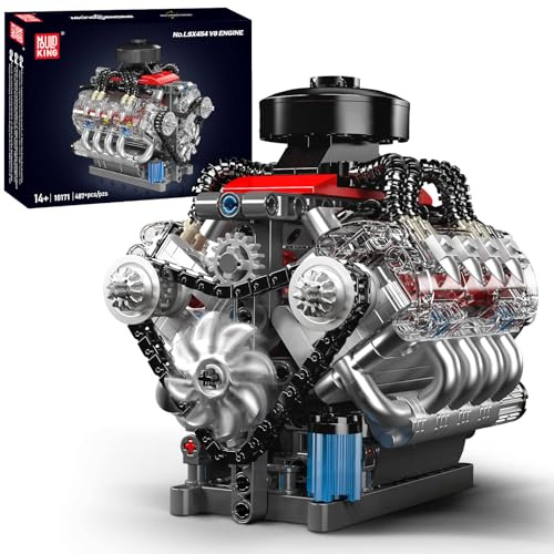 Mould King 10171 Technik V8 Motor Bausteine Spielzeug, 487 Stück Engine Klemmbausteine Bausatz Geschenk für Erwachsener
