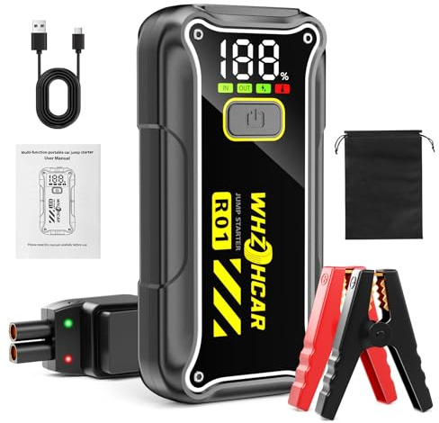 Starthilfe Powerbank für Pkw 7000A Auto Starthilfe Powerbank 12V | Booster Auto Starthilfe Jump Starter mit LED Taschenlampe USB Schnellladung für Motorrad SUV Bis zu 10L Benzin/8L Diesel)
