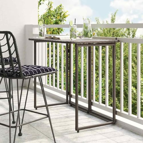 Teenpull Gartentisch Klappbar Braun 90x51x75 cm, Poly Rattan, UV-beständig, Wasserfest, Stabiler Stahlrahmen, ideal für Balkon, Terrasse und Garten