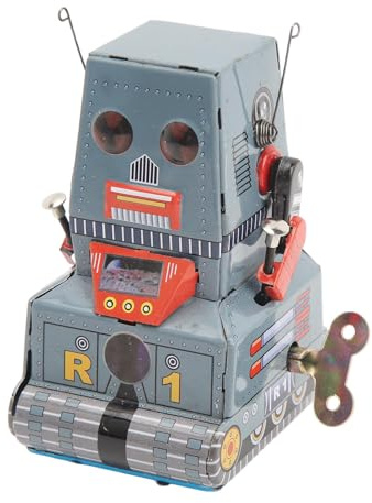 Denash Wind Up Robot Toy, Retro Clockwork Robot, Tinplate Classic Vintage Toy, Decoration Prop for Collection Xmas Birthday Party Gift