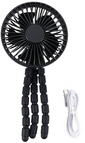 Ventilador de Trípode Flexible Portátil para Carrito de Ñiño Negro