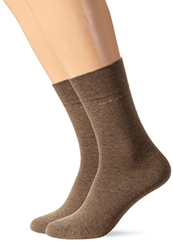 Camano Unisex 2er Pack einfarbige Baumwoll-Socken mit verstärkter Ferse und Spitze Damen & Herren Strümpfe
