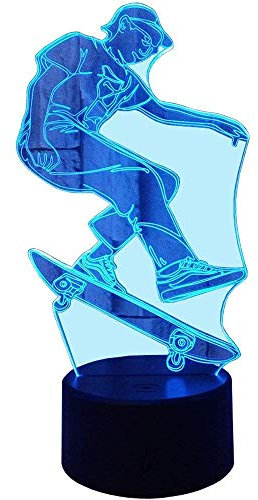 3D Skateboard Illusions LED Lampen Tolle 7 Farbwechsel Acryl berühren Tabelle Schreibtisch-Nacht licht mit USB-Kabel für Kinder Schlafzimmer Geburtstagsgeschenke Geschenk