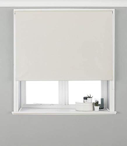 Riva Home Eclipse Blackout Roller Blind, Polyester, Ivory, 60 x 64 (153 x 162cm )