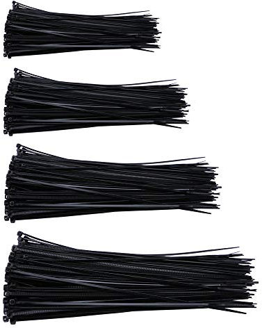 GTIWUNG 400 Pcs Fascette Stringicavo, Fascette per Cablaggio Nero, Heavy Duty Zip Tie, Nylon Plastica di Alta Qualità Cavo Fascette, Fascette Fermacavo Autobloccanti in 4 specifiche(80/120/150/200mm)