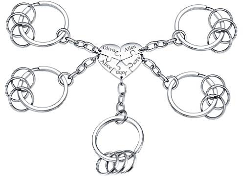 Custom4U 5 Pièces Porte Clef Prénoms Personnalisable Bijoux BFF Gravé Décoration