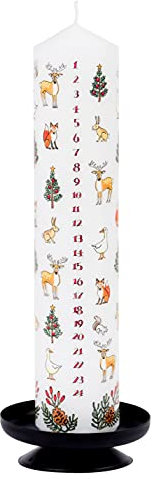 Alison Gardiner Winter Wildlife - Vela de cera de Navidad con pilar de Adviento, 50 horas, tiempo de combustión, 4,5 x 25,5 cm