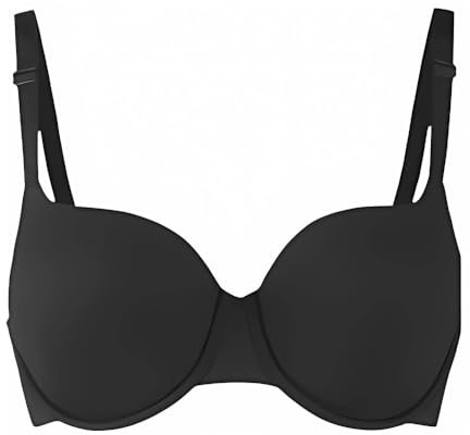 New Ladies Women's Beauform T-Shirt Full Cup Coverage Bra Size 32A-40E (DD, Black, 32)