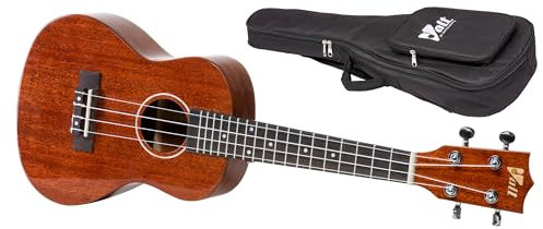 VOLT Ukulele Riva, Größe: Tenor, massive Decke Mahagoni, Griffbrett: Palisander, edle Hochglanzlackierung, Verzierungen aus Perlmutt, Länge: ca. 660 mm, mit Gurtknöpfen, inkl. gefütterte Tasche